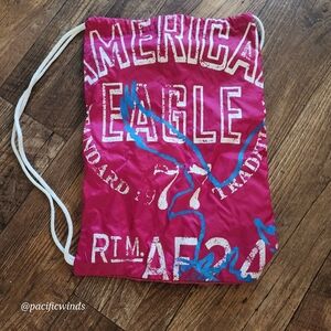 American Eagle Outfitters Vibrant Pink and Blue Drawstring Backpack